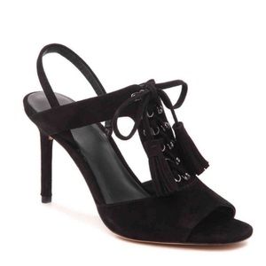 Black Suede Lace-Up Slingback Heel